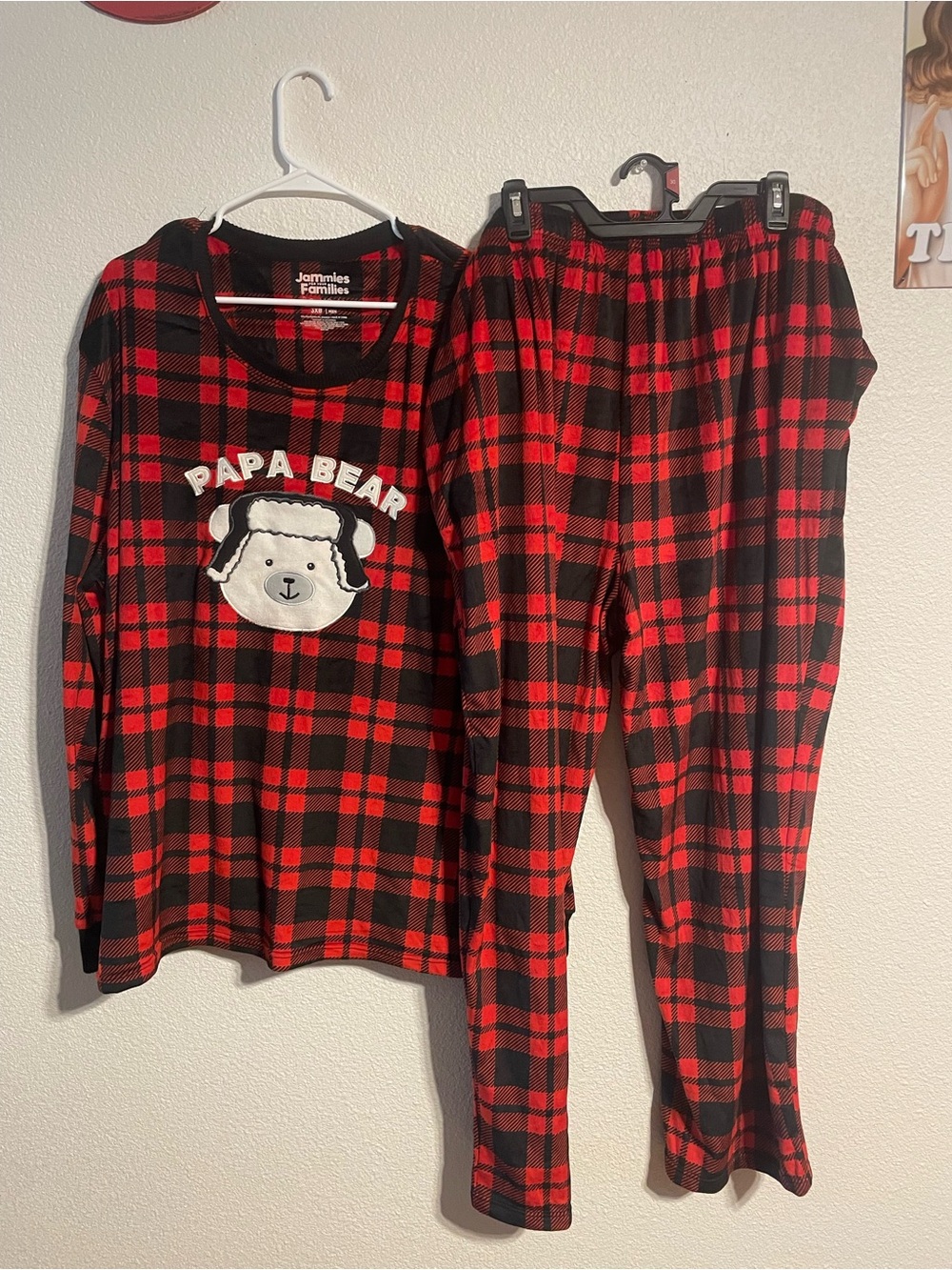 Cuddl Duds Red and Black Plaid 'Papa Bear' Men’s Pajama Set